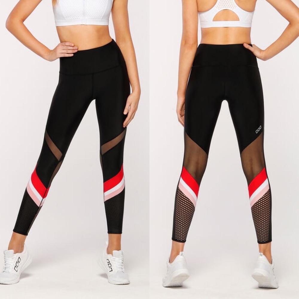 Lorna Jane Nexus Core Striped Mesh High Rise Tight Legging Size Small